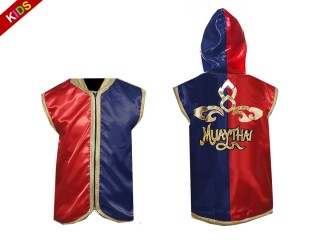 Personalized Kids Muay Thai Hoodies : KNHODKID-121-Red-Navy