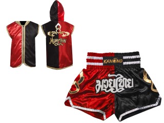 Customize Muay Thai Hoodies and Muay Thai Shorts : 143-Red-Black
