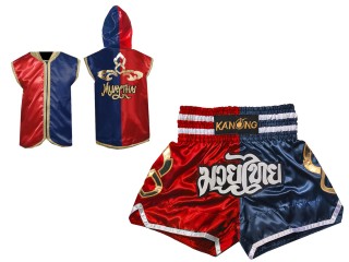 Customize Muay Thai Hoodies and Muay Thai Shorts : 143-Red-Navy