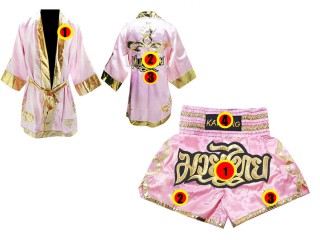 Personalized Boxing Robe and Muay Thai Shorts : Pink