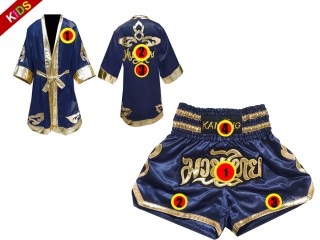 Personalize Boxing Robe and Muay Thai Shorts for Kids : 121-Navy