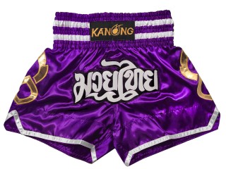 Kanong silk Muay Thai Shorts : KNS-143-Purple