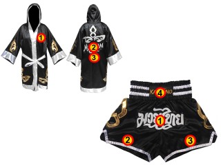 Personalized Boxing Robe with hood and Muay Thai Shorts