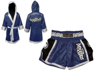 Personalize outfit Boxing Fight Robe and Muay Thai Shorts : 208-Navy