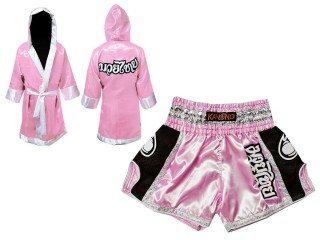 Personalize outfit  Boxing Fight Robe and Muay Thai Shorts : 208-Pink