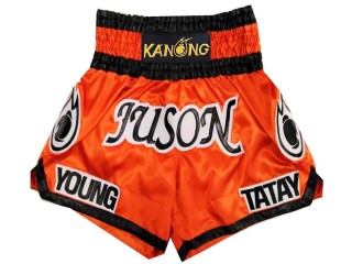Custom Orange Boxing Shorts with name : KNBXCUST-2013 