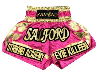 Custom old fashion Pink Womens Muay Thai Trunks : KNSCUST-1037