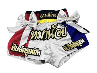 Custom old fashion Muay Thai Trunks with bows : KNSCUST-1041