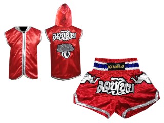 Customize Kanong Muay Thai Hoodies and Muay Thai Shorts : 125-Red