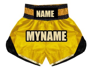 Custom  yellow Boxing Shorts with name : KNBSH-022-Gold