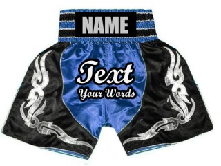 Custom Blue Boxing Shorts : KNBSH-024-Blue-Black
