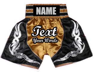 Custom Gold Boxing Trunks : KNBSH-024-Gold-Black