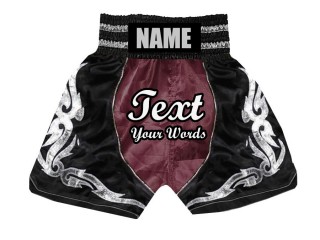Custom Maroon Boxing Trunks : KNBSH-024-Maroon-Black