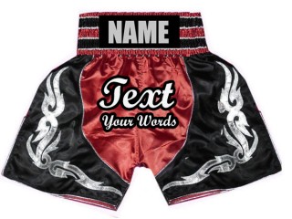 Custom Red Boxing Shorts : KNBSH-024-Red-Black