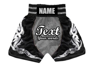 Customize Silver Boxing Trunks : KNBSH-024-Silver-Black