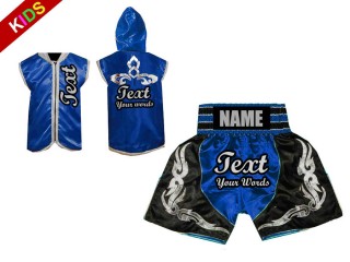 Kids personalised boxing shorts and Boxing hoodies : Blue