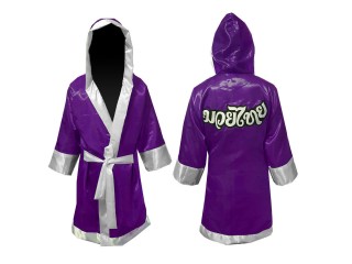 Personalised Purple Boxing Robe with hood : Purple