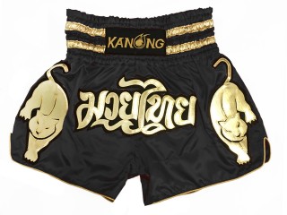 Kanong Tiger walk Muay Thai Shorts : KNS-135-Black