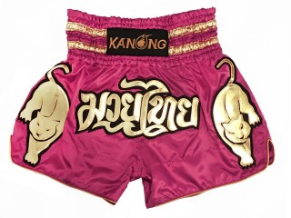 Kanong Tiger walk Muay Thai Shorts : KNS-135-DarkPink
