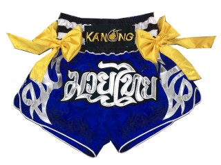 Kanong Muay Thai boxing Shorts with bows : KNS-127-Blue