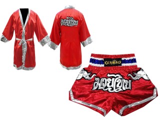 Personalized Boxing Robe and Muay Thai Shorts : 125-Red Elephant